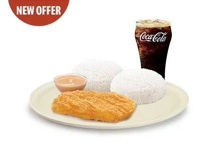 Crispy Chicken Fillet with extra rice and drink