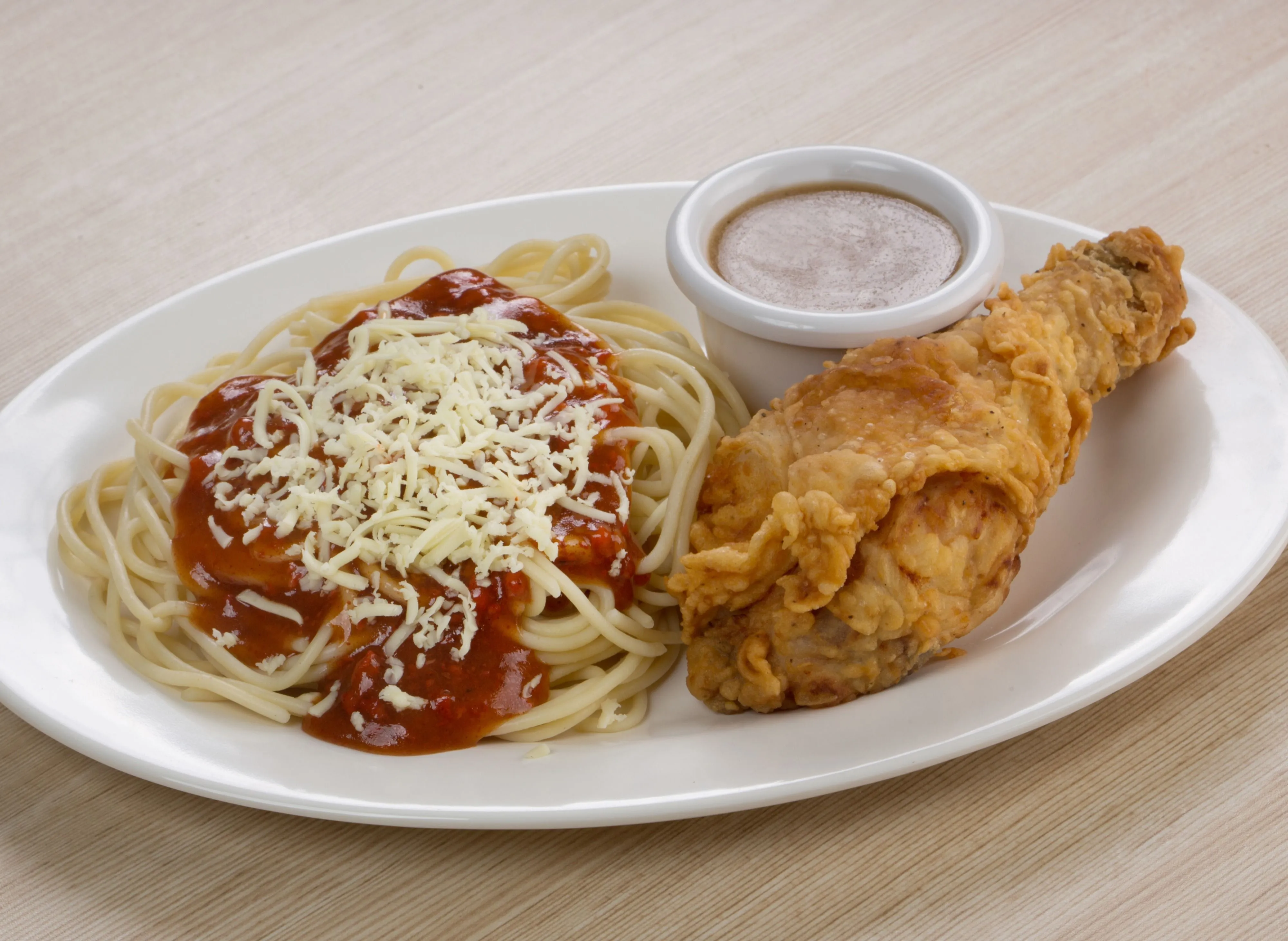 Fried chicken and Spaghetti